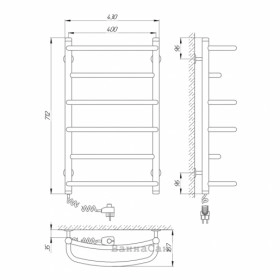 Размеры Полотенцесушитель электрический металлический 400х700 LARIS Еврофлеш Хром Левый 30x20 73207382 фото № 1