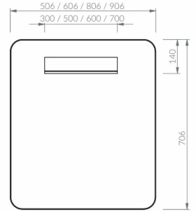 Размеры Зеркало в ванную комнату Ravak Strip I 500X700 черный с LED подсветкой X000001569 фото № 1