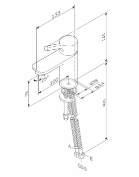 Размеры Смеситель для умывальника без донного клапана хром AM.PM X-Joy F85B02100 фото № 1