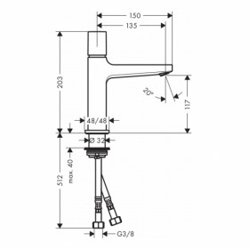 Размеры Современный смеситель для умывальника HANSGROHE METROPOL 32571000 фото № 1