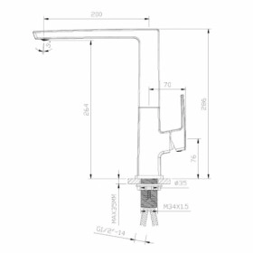 Размеры Смеситель в стиле минимализм для мойки IMPRESE GRAFIKY хром ZMK041807150 фото № 1