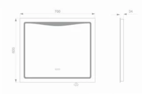 Размеры Зеркало в ванную комнату 70 см шириной Koller Pool Line LN6070LED фото № 1