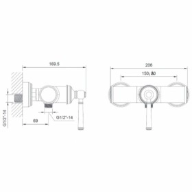 Размеры Смеситель  для душа IMPRESE HYDRANT хром 35 мм ZMK031806080 фото № 1