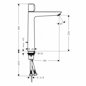 Размеры Большой смеситель для раковины в ванную HANSGROHE TALIS 71752000 фото № 1