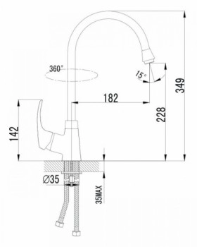 Размеры Чешский смеситель для мойки IMPRESE MALSE сатин 55010S фото № 1