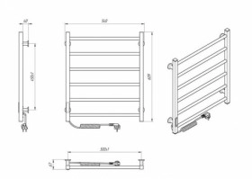 Размеры Полотенцесушитель электрический 540 х 600 мм Laris Зебра Альфа Д25 черный 73207671 фото № 1