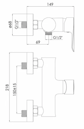 Размеры Глянцевый смеситель для душа Imprese VACLAV белый f03306403AA фото № 1