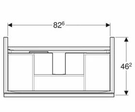 Размеры Тумба в ванную без умывальника 90 см шириной Geberit Acanto под раковину Acanto 500.612.JL.2 фото № 1