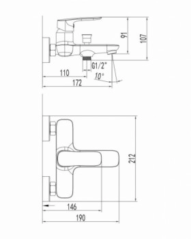 Размеры Современный смеситель для ванны IMPRESE LOKET хром 10230 фото № 1