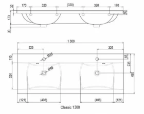 Умывальник Тумба с двойным умывальником Ravak SD Classic II 1300 серый X000001483-XJD01113000 фото № 1