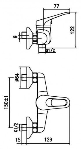 Размеры Смеситель с картриджем для душевой Aqua Rodos Decor АР000040415 фото № 1