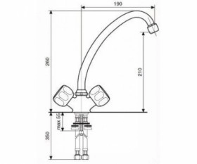 Размеры Двухвентильный кран смеситель для мойки Emmevi SOLE CR15207 хром фото № 1