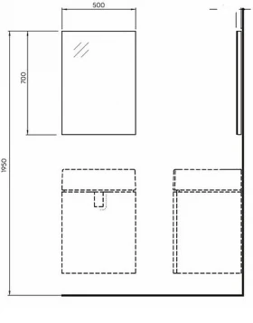 Размеры Зеркало в ванную 50 см шириной Kolo TWINS 88455000 фото № 1