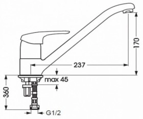 Размеры Смеситель с одним изливом для мойки Vidima TOP В2034АА хром фото № 1