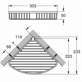 Размеры Полка для ванной Grohe BauCosmopolitan, хром 40663001 фото № 1