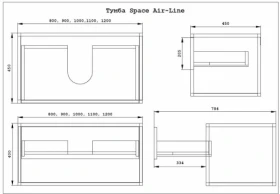 Розміри Тумба у ванну без умивальника із МДФ та ДСП 80 см шириною Air-Line Space 2000962903232 фото № 1