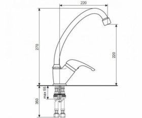 Размеры Матовый смеситель для мойки Emmevi GIGLIO U SC8087G фото № 1