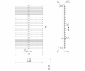 Размеры Полотенцесушитель водяной вертикальный 560х900 Mario Рим Хром 30x20 ВР 1/2 д 4820111352876 фото № 1