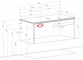 Розміри Умивальник із дзеркалом 100 см шириною Aqua Rodos Остін 43916-29700 фото № 1