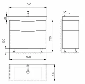Размеры тумба умывальник 100 см шириной санверк alessa classic с умывальником сава mv0000907 №1 фото № 1