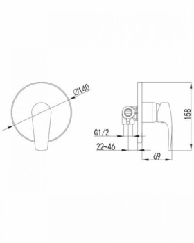 Размеры Глянцевый смеситель для душа IMPRESE JESENIK хром, VR-10140(Z) фото № 1