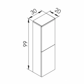 Размеры Пенал для ванны из ДСП 30 см шириной Imprese Black Edge f32113W фото № 1