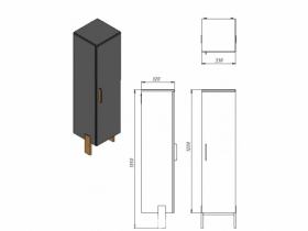 Размеры Современный пенал в ванную 30 см Ювента Manhattan MhP-120L Black фото № 1