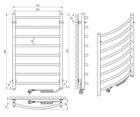 Размеры Электрический полотенцесушитель настенный 500 х 800 мм Laris Классик Д30 хром левый 73207727 фото № 1