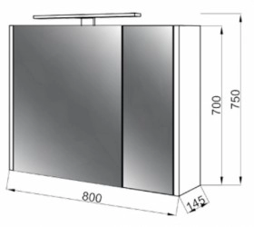 Размеры Зеркальный шкафчик в ванную с подсветкой 80 см ЮВВИС Эльба Z-80 с подсветкой фото № 1