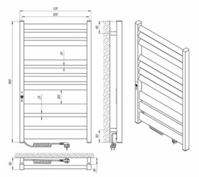 Размеры Полотенцесушитель электрический 530 х 900 мм Laris Зебра Лавина Д40 черный 75201091 фото № 1