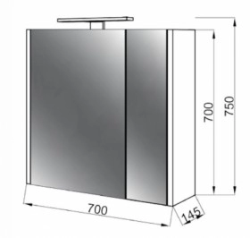 Размеры Зеркальный шкаф для душевой и ванной 70 см ЮВВИС Senator Z-70 без подсветки фото № 1