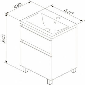 Розміри Умивальник з тумбою 60 см шириною AM.PM Hit з умивальником Hit M93A-FSX0602-WC0602WG38 M93A-FSX0602-WC0602WG38 фото № 1