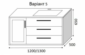 Размеры Тумба с умывальником в ванную с левым крылом 120 см шириной Marsan MAISON с умывальником Квадро ТП Maison-5 120 фото № 1