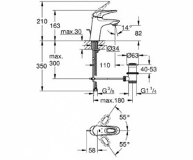 Размеры Смеситель для умывальника в ванную Grohe EUROSTYLE 33558003 фото № 1