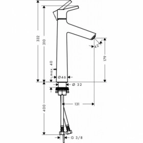 Размеры Латунный смеситель для умывальника HANSGROHE TALIS 72031000 фото № 1