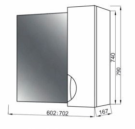 Размеры Зеркало с подсветкой в ванную 60 см пленка ПВХ ЮВВИС Оскар Z-1 60 шкаф левый фото № 1