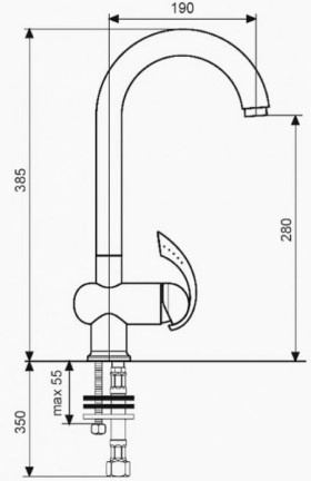 Размеры Высокий кран смеситель для мойки Emmevi DACOTA кухня CR73007 хром фото № 1