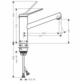 Розміри Кухонний змішувач для мийки HANSGROHE ZESIS 74811000 фото № 1