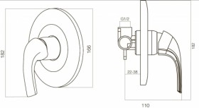 Размеры Премиум смеситель для душа AM.PM Sense F7575000 фото № 1