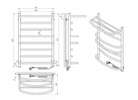Размеры Электрический полотенцесушитель 500 х 800 мм Laris Евромикс Д30 Правый полированный 73207186 НР2022 фото № 1
