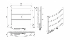 Размеры Полотенцесушитель электро 530 x 500 мм Laris Зебра Классик Д30 белый 75201007 фото № 1