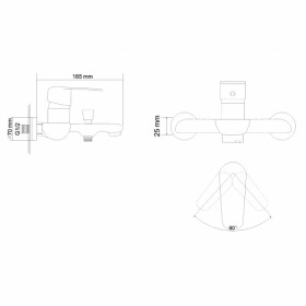 Размеры Смеситель для ванной Rozzy Jenori FLY RBZ084-3 фото № 1