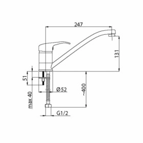 Размеры Черный смеситель для мойки RUBINETA Prince P-20 BK фото № 1