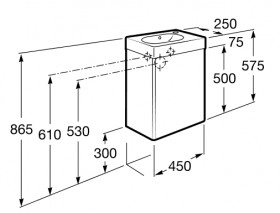 Розміри Умивальник з тумбою 45 см шириною ROCA MINI з умивальником ROCA A855873155 фото № 1