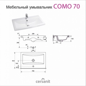 Умивальник Комплект меблів тумба з дзеркалом з доводчиками в ванну 70 см ПІК Альвеус білий Т367019-ДЗ0170ВРL фото № 1