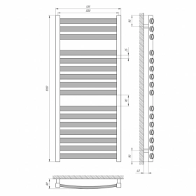 Размеры Полотенцесушитель водяной металлический 500х1200 LARIS П16  Атлант Хром 35x20 ВР 1/2 д 71207673 фото № 1