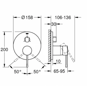 Размеры Смеситель для ванной Grohe Essence хром 24092001 фото № 1