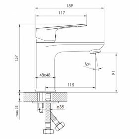 Размеры Смеситель для умывальника хромированный Imprese VITE f03507401AA фото № 1