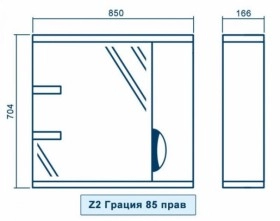 Розміри Дзеркало у ванну 85 см з орними дверцями Квел ГРАЦІЯ Z2 Грація 85R Червоний фото № 1