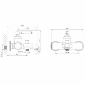 Размеры Смеситель наружного монтажа для ванны IMPRESE HYDRANT хром ZMK031806040 фото № 1